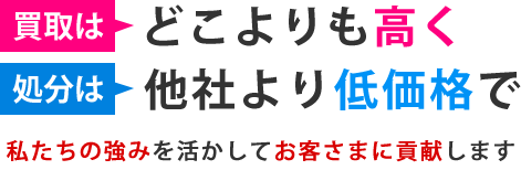 買取は高く処分は低価格で